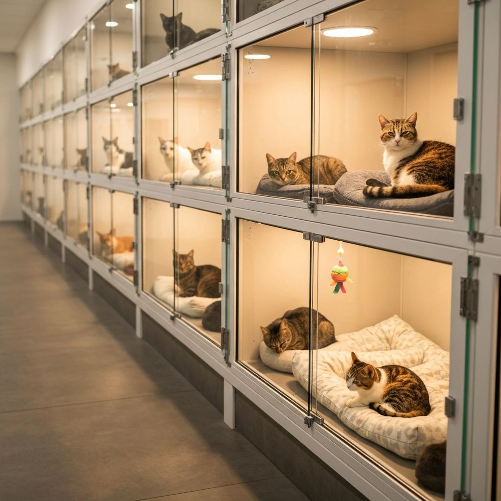 Individual cat boarding suites at Purrlazzo Cattery, Gold Coast